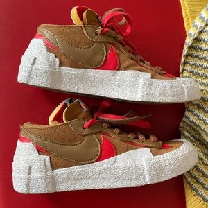NIKE x SACAI Blazer Low COLOR: Brown/Red SIZE:6US